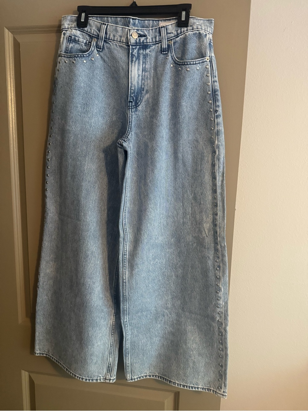 GAP light Blue Wide Leg Stud-Trim Jeans for Women